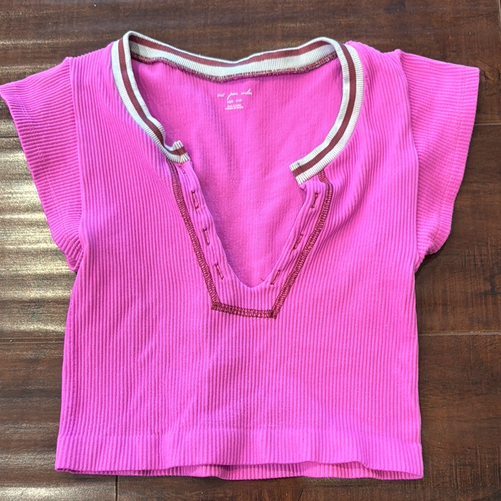 Urban Outfitters Out From Under Go For Gold Seamless Top, Bright Pink, Size XS/S